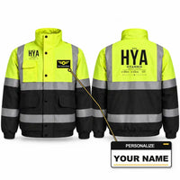Thumbnail for HYA - Tag - Reflective Winter Jacket - Fluorescent Yellow & Navy + Name