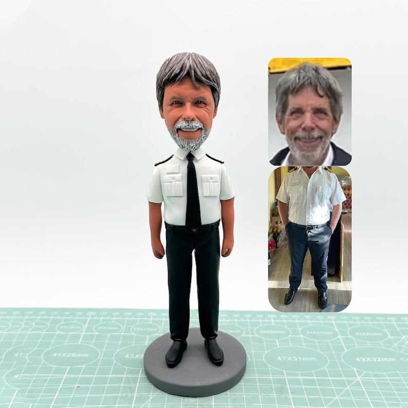 Custom Pilot Bobblehead, Personalized Bobble Head As Captain Retirement Gfit