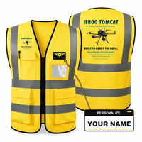 Thumbnail for Inspired Flight IF800 Tomcat aviation design on yellow high-visibility reflective vest with custom name badge