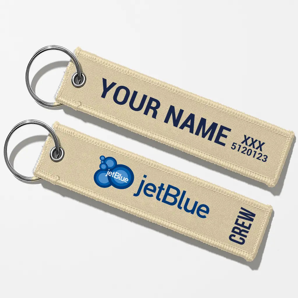 JetBlue Airways Crew & Staff Tag Key Chains - Beige - Crew + Name