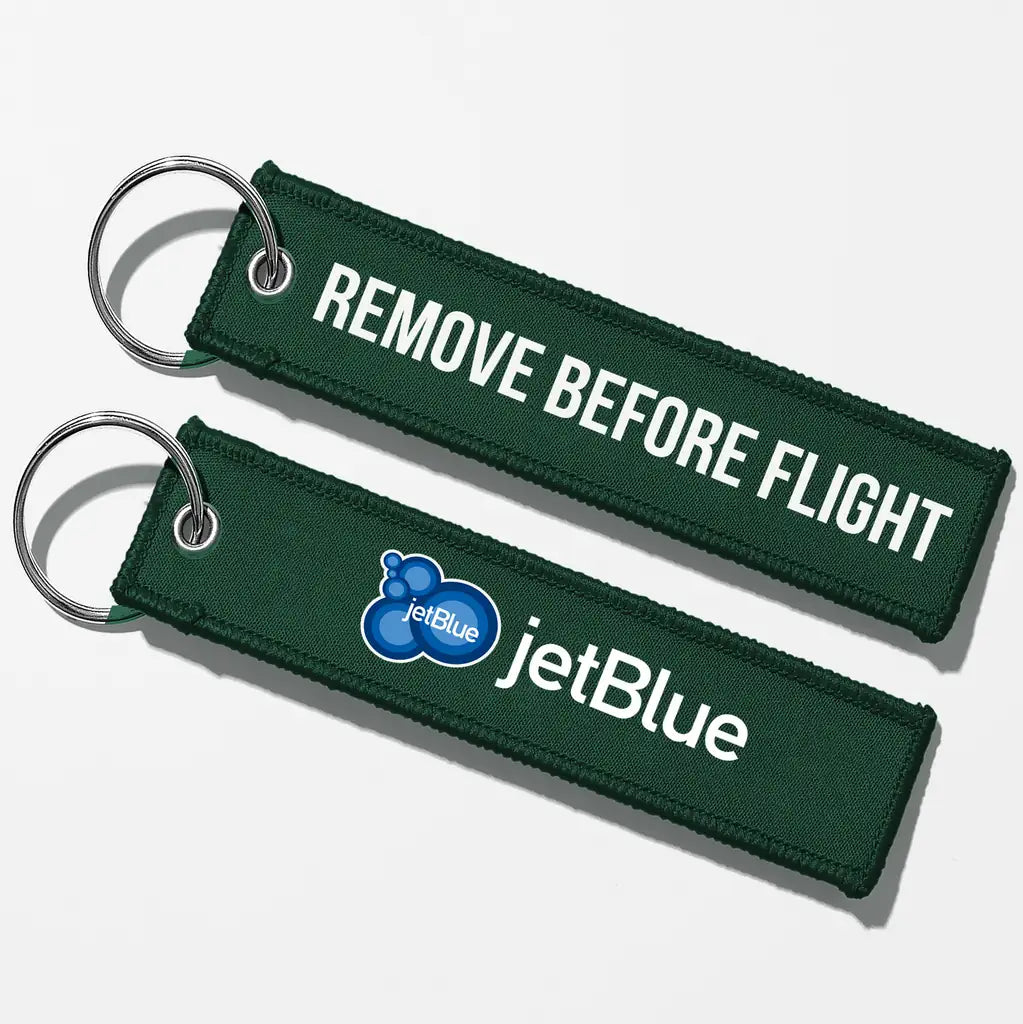 JetBlue Airways Crew & Staff Tag Key Chains - Dark Green - Remove Before Flight