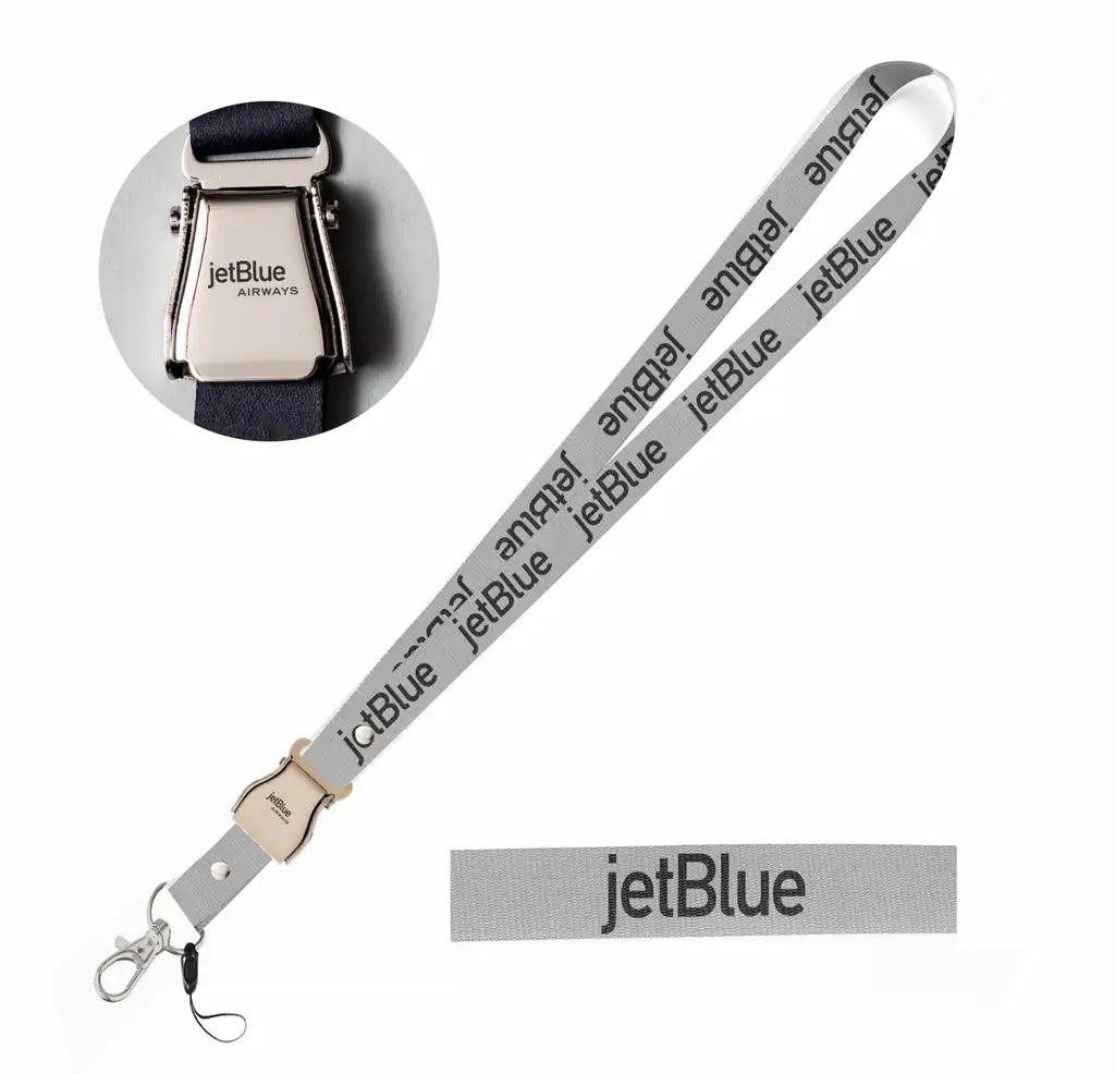 jetBlue Airways Airlines seat belt lanyard - light gray