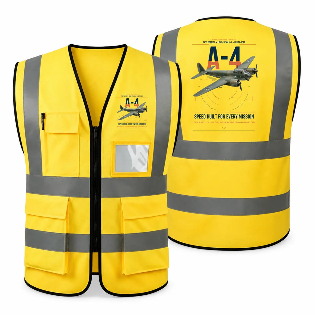 Junkers Ju 88A-4 aviation design on yellow high-visibility reflective vest