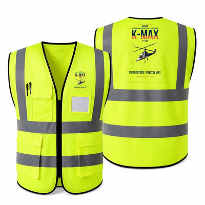 Kaman K-1200 K-MAX aviation design on fluorescent green high-visibility reflective vest