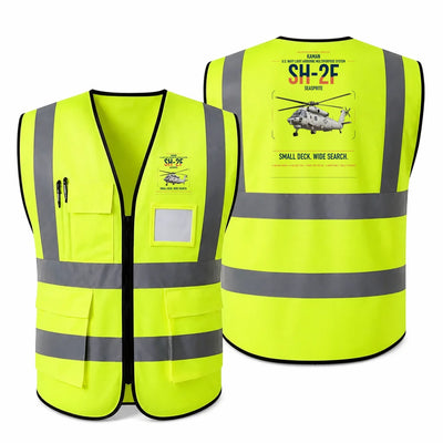 Kaman SH-2F Seasprite aviation design on fluorescent green high-visibility reflective vest