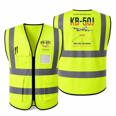 KB-50J Superfortress aviation design on fluorescent green high-visibility reflective vest