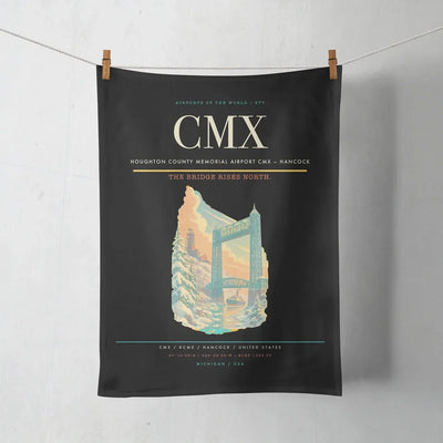 Houghton County Memorial Airport (CMX) design on black towel