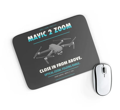 DJI Mavic 2 Zoom design on black rectangle mouse pad