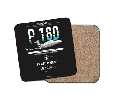 Piaggio P.180 Avanti EVO design on black 1 piece coaster