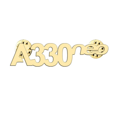 A330neo & Text aviation hollow pin in polished alloy.