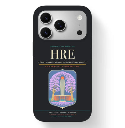 Harare Airport (HRE) design on black iPhone 17 Pro MagSafe case