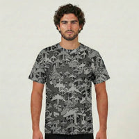 Thumbnail for Dark Coloured Airplanes aviation design printed on soft cotton 3D-print T-shirt.