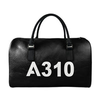 Thumbnail for Airbus A310 Flat Text aviation print leather travel bag, full-grain leather.