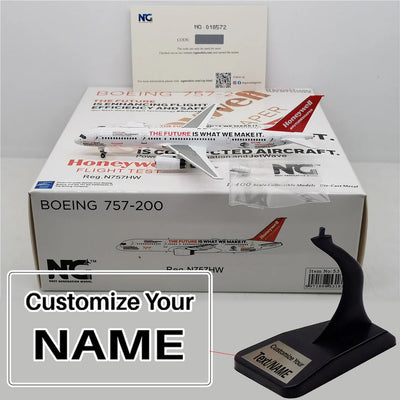 Side view of Honeywell Boeing 757-200 N757HW Airplane Model (1:400 Scale) aviation 16-18cm scale model aircraft in diecast me.