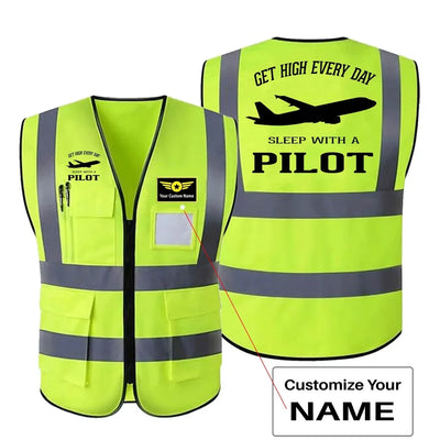Get High Every Day Sleep With A aviation design printed on high-visibility reflective fabric reflective vest.