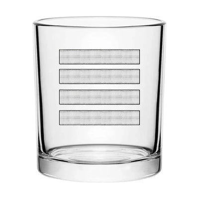 Silver Pilot Epaulettes (4 Lines) aviation design on whiskey glass, special-edition crystal cut.