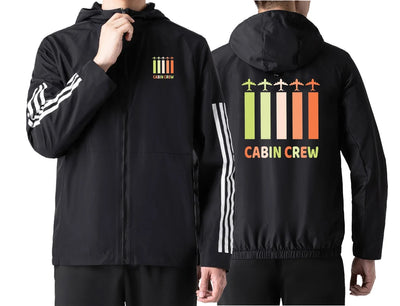 Colourful Cabin Crew Sport Style aviation design printed on lightweight windproof shell windbreaker.