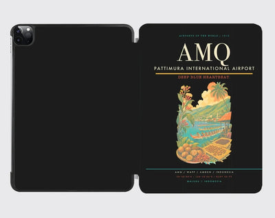 Pattimura International Airport (AMQ) design on black ipad tablet case