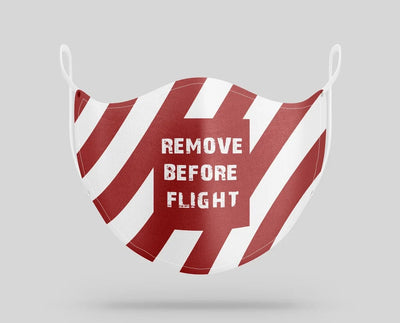 Special Edition Remove Before Flight aviation face mask in breathable cotton blend.