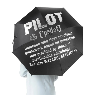 Pilot [Noun] aviation design on windproof polyester umbrella.