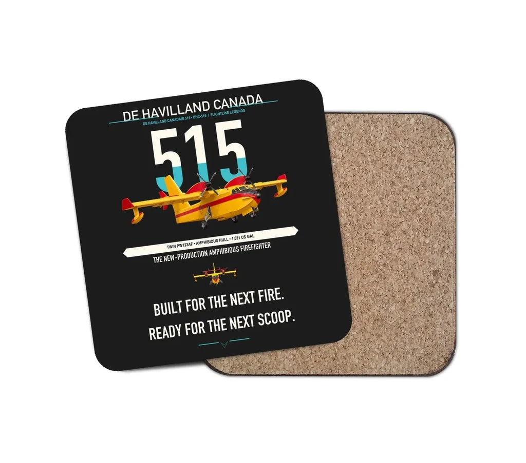 De Havilland Canadair 515 design on black 1 piece coaster