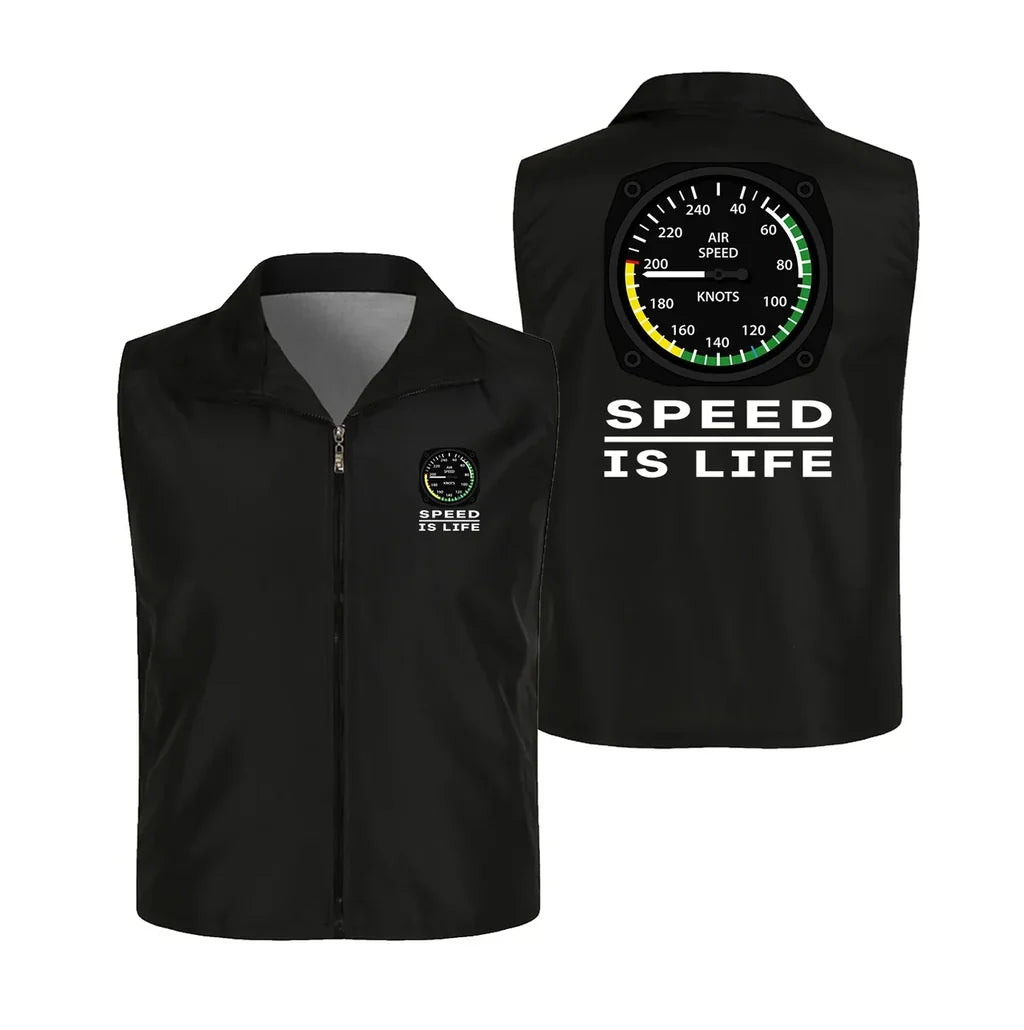 Speed Is Life Thin Style aviation design printed on lightweight shell with sleeveless design thin vest.