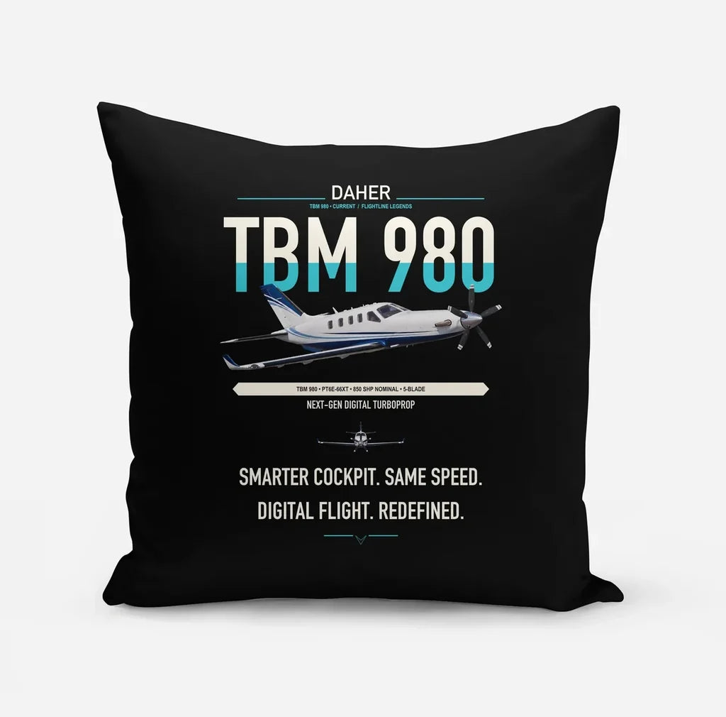 Daher TBM 980 design on black pillow