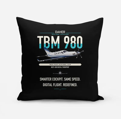 Daher TBM 980 design on black pillow