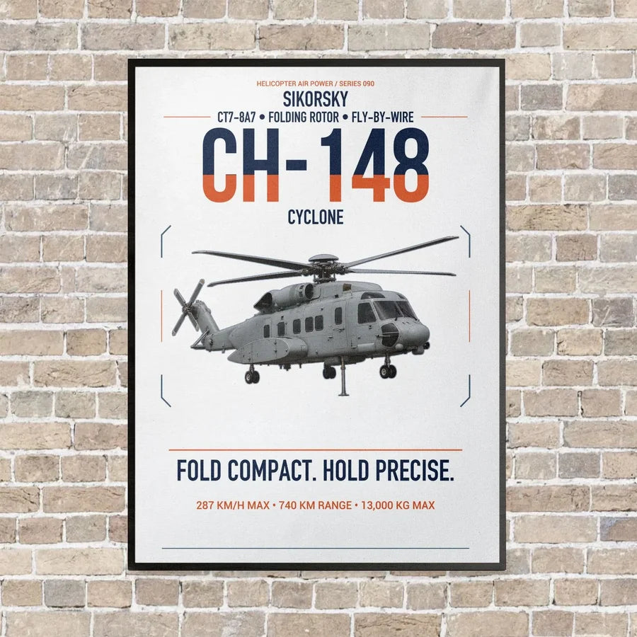 Sikorsky CH-148 Cyclone vertical canvas print - framed - white background