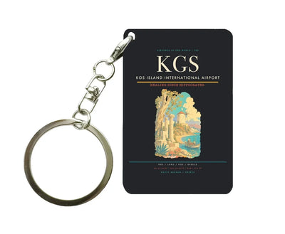 Kos Island International Airport (KGS) design on black key chain
