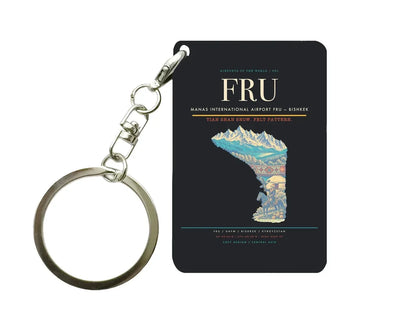 Manas International Airport FRU — Bishkek Key Chain design on black key chain