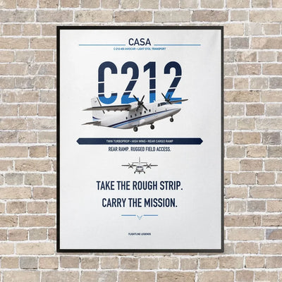 CASA C-212-400 Aviocar vertical canvas print - framed - white background