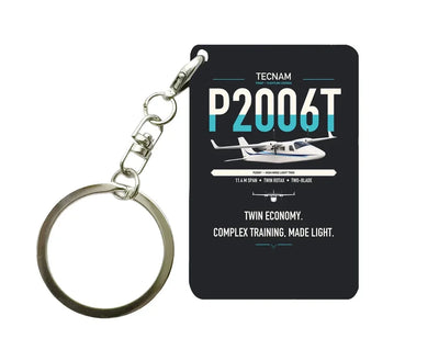 Tecnam P2006T design on black designed key chain, double-side print
