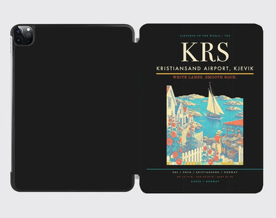Kristiansand Airport, Kjevik (KRS) design on black ipad tablet case