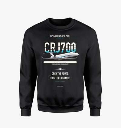 Bombardier CRJ700 design on black sweatshirt