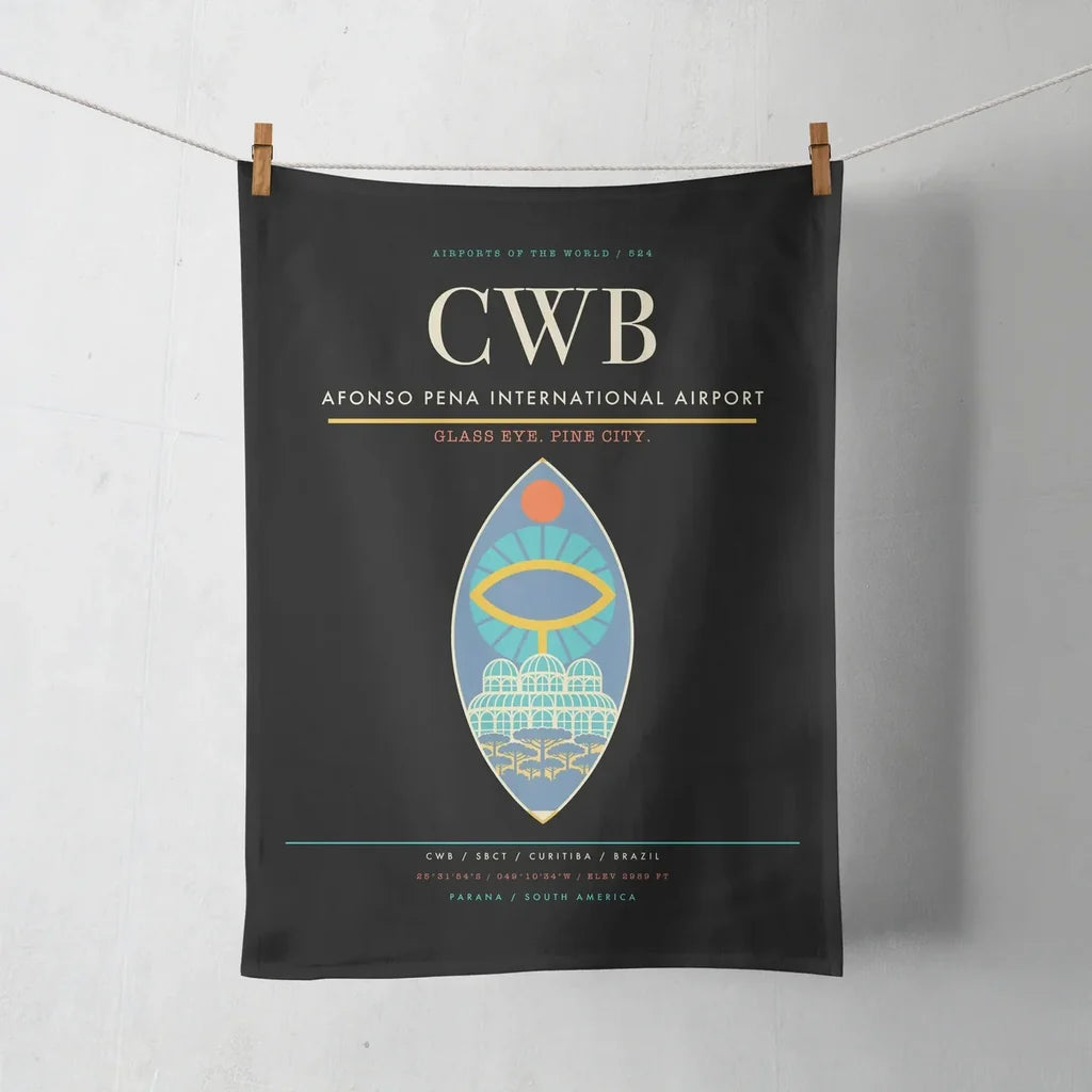 Afonso Pena International Airport (CWB) design on black towel
