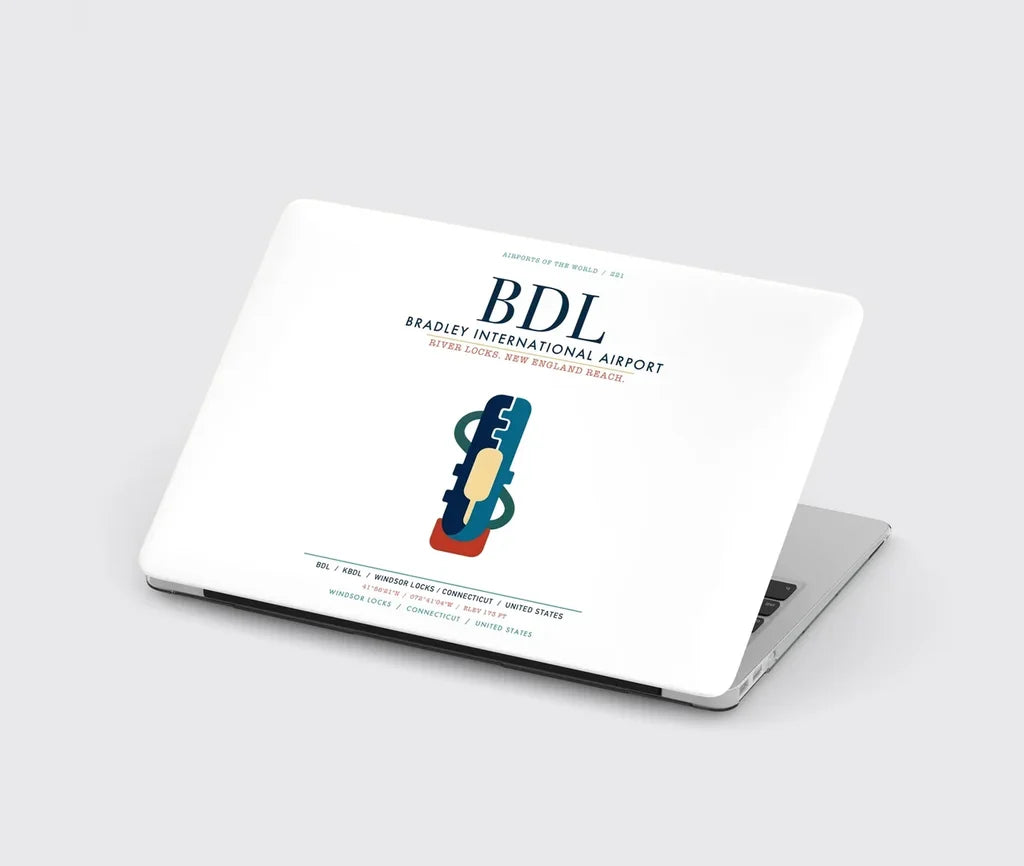 Bradley International Airport (BDL) design on white MacBook case