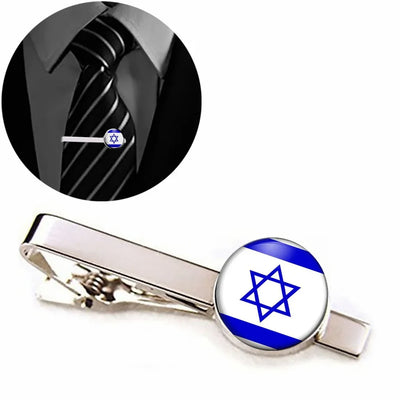 Israel Flag aviation tie clip, stainless steel body with engraved detail.