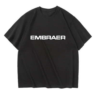 Embraer & Text aviation design printed on soft cotton relax-fit T-shirt.