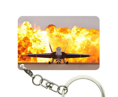 Face to Face with Air Force Jet & Flames aviation aviation key chain, durable metal alloy.