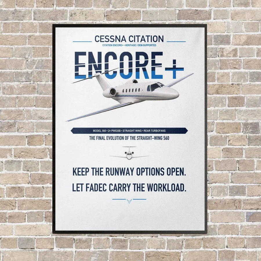 Cessna Citation Encore+ vertical canvas print - framed - white background