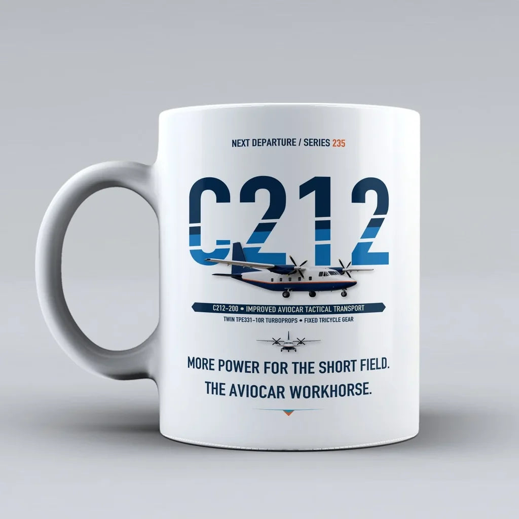 C-212-200 Aviocar Mug design on white casa