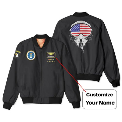 Airborne & Fighter Jet Helmet aviation design printed on padded shell with full sublimation print 3D bomber jacket.