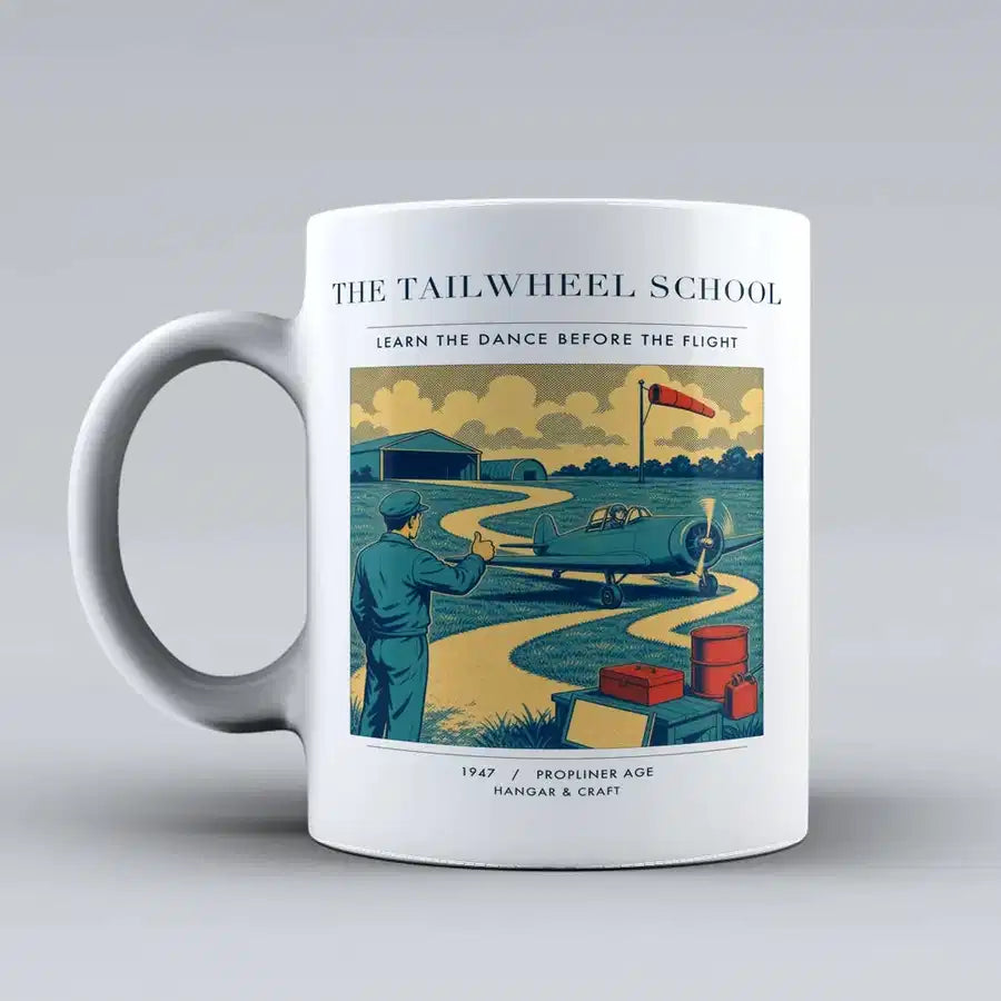 VINTAGE G4178 - The Tailwheel School - Ceramic Mug design on white