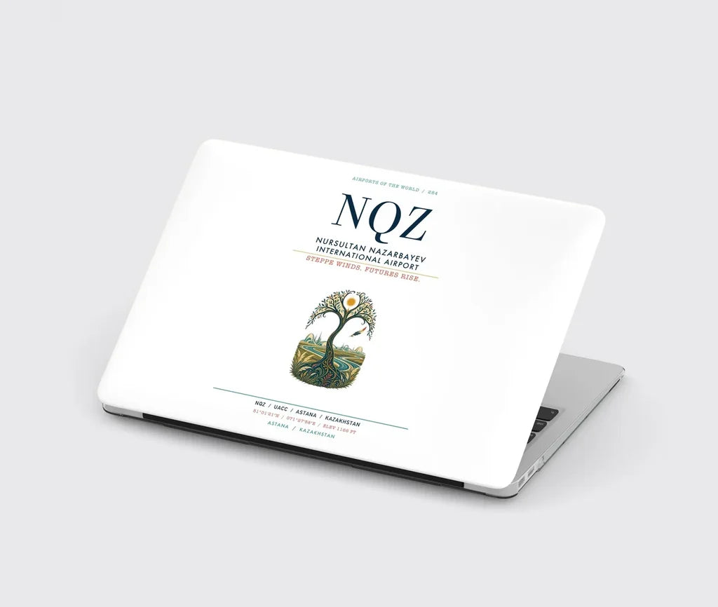 Nursultan Nazarbayev International Airport Astana (NQZ) design on white MacBook case