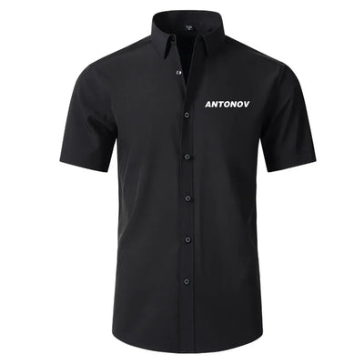 Antonov & Text Short Sleeve aviation design printed on soft cotton 2D-printed shirt.