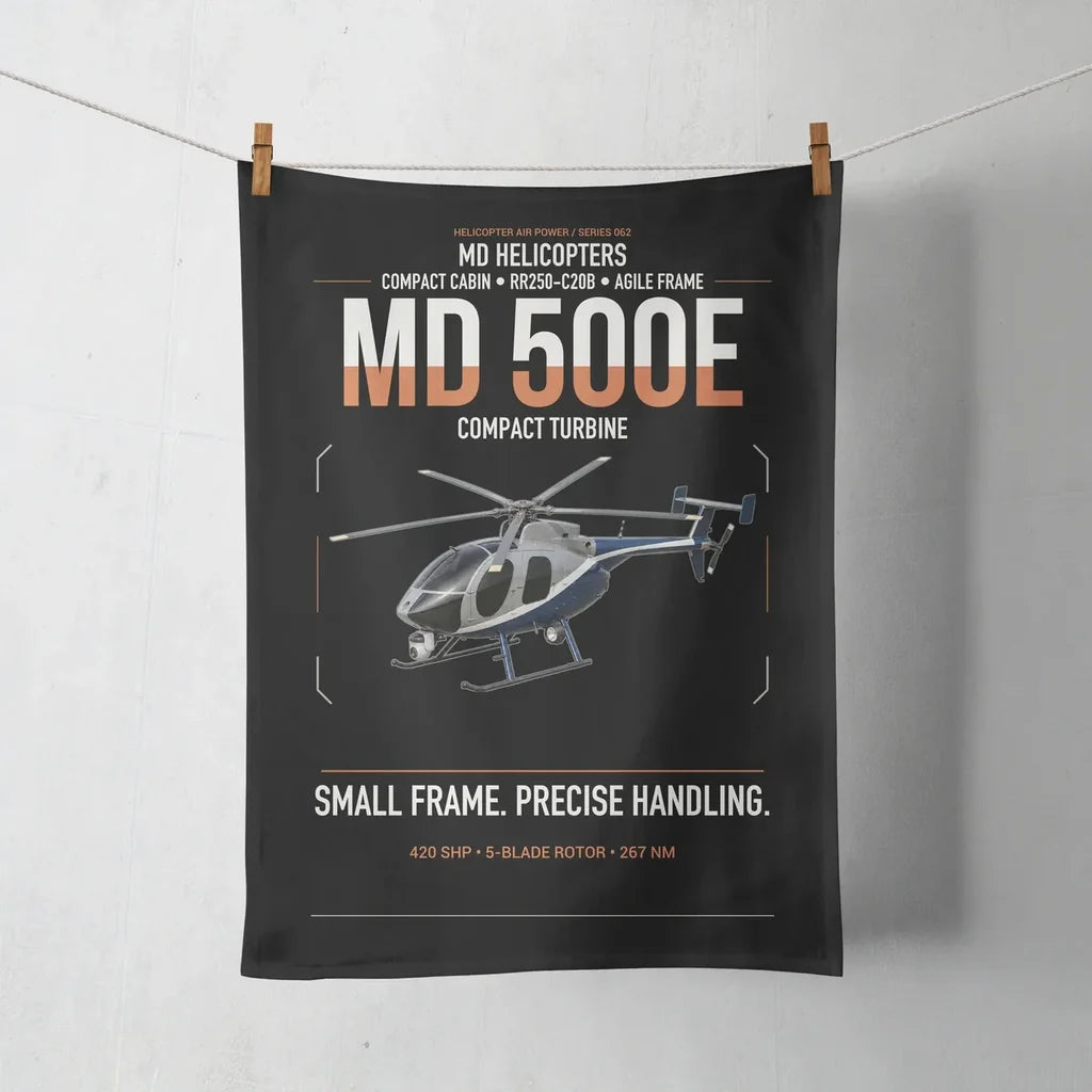 MD Helicopters MD 500E design on black towel