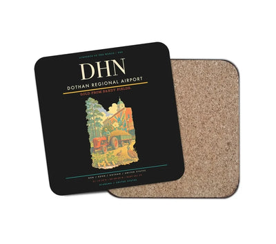 Dothan Regional Airport (DHN) design on black 1 piece coaster