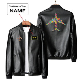 Colourful Airplane PU Leather Jackets