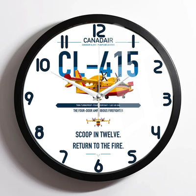 Canadair CL-415 design on white framed wall clock